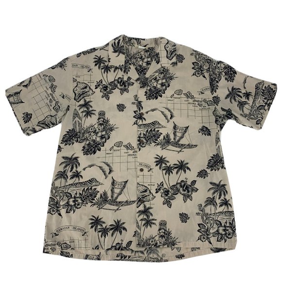 Men's Winnie Fashion Short Sleeve Button Down Hawaiian Shirt Tan 2XL Islands - Picture 1 of 4
